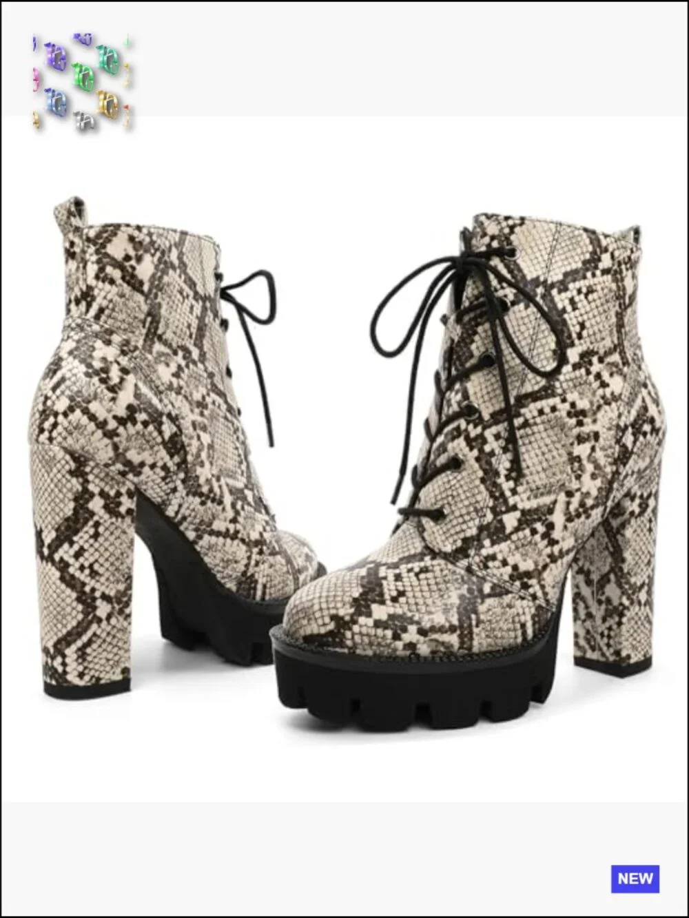 Chunky Heel Lace Up Ankle Boots Platform Block High Heels Side Zipper Office